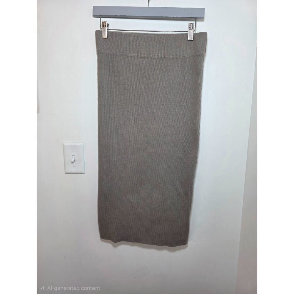 James Perse Cotton Stretch Ribbed Knit Midi Skirt Size 3 (L) - Picture 2 of 9